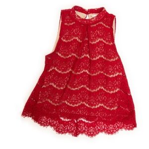 Love, Fire Red Lace Top Size M